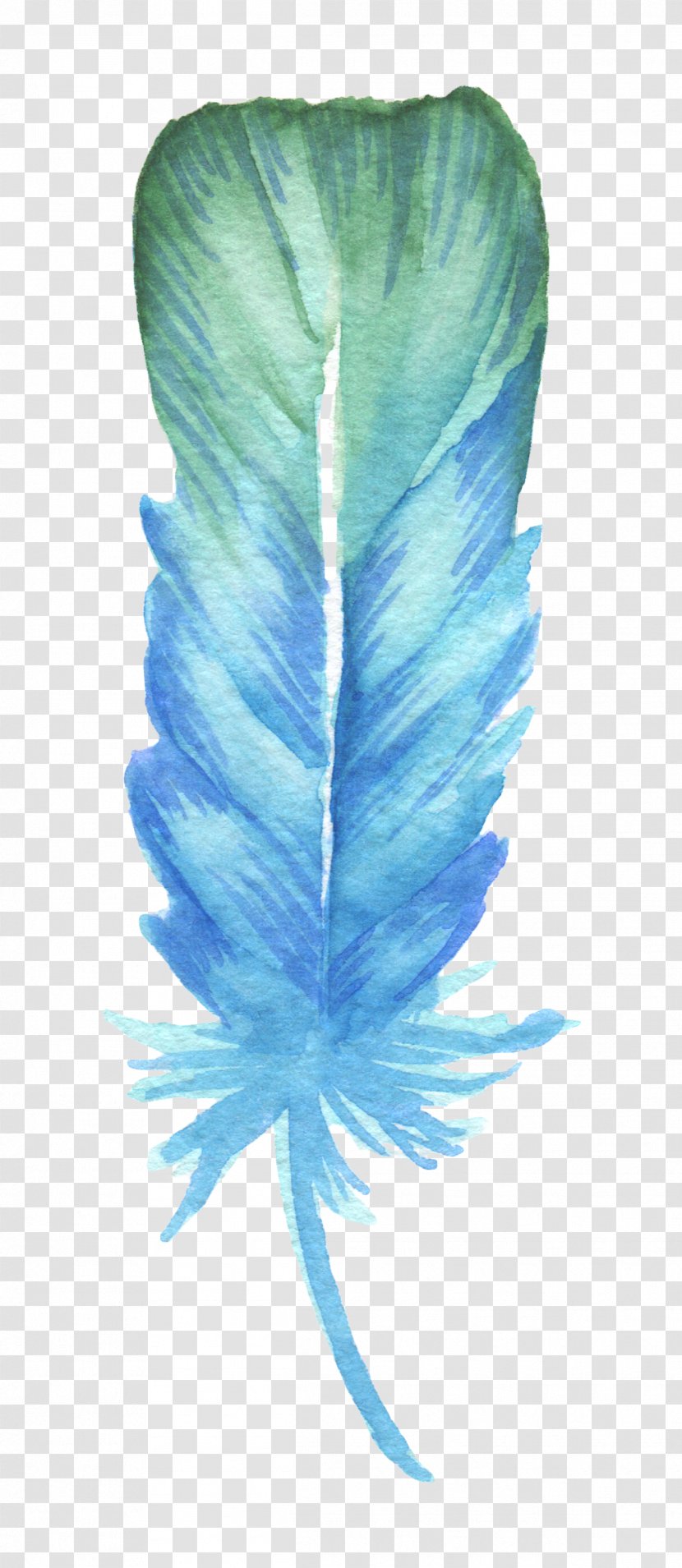 Feather Blue Drawing - Watercolor Painting Transparent PNG