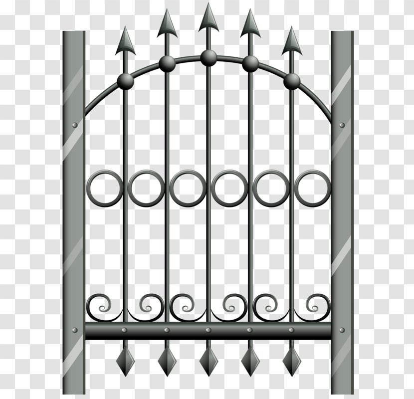 Metal Gate Fence Wrought Iron Door - Monochrome Photography - Pattern Transparent PNG