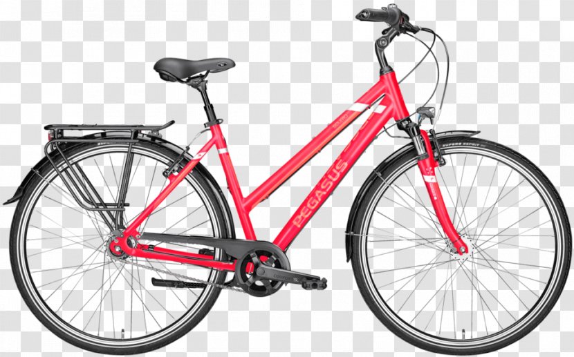 Trekkingrad City Bicycle Red Hub Gear - Mode Of Transport Transparent PNG