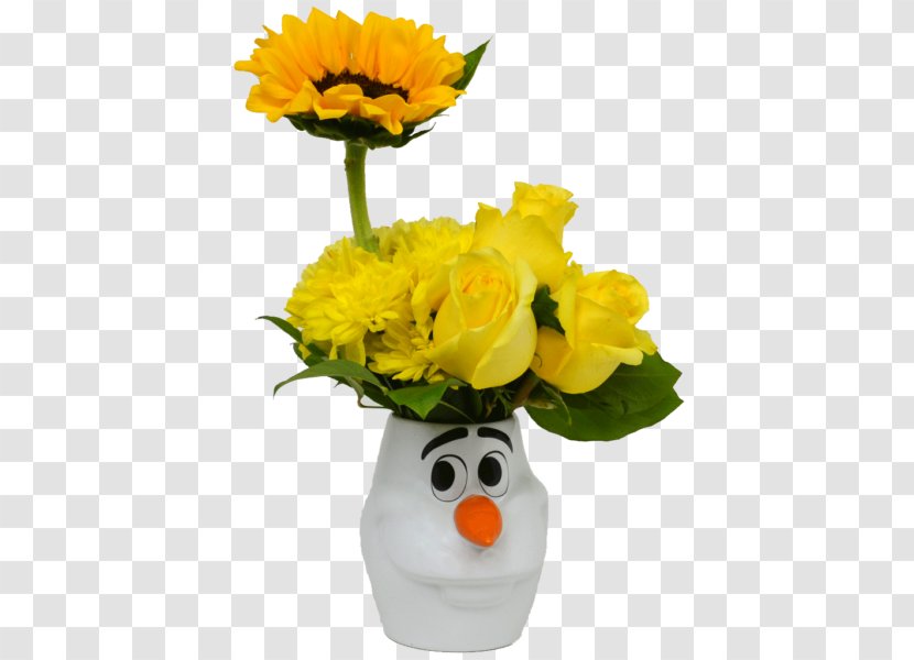 Olaf Floral Design Flower Bouquet Cut Flowers The Walt Disney Company - Sunflower Vase Transparent PNG
