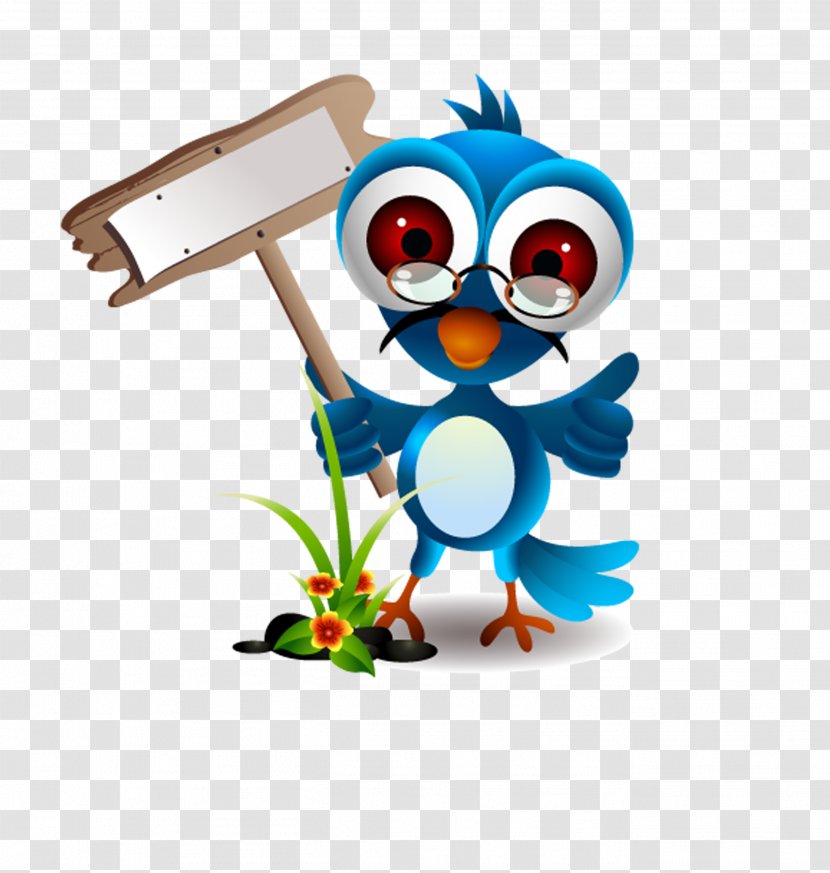 Bird Cartoon Royalty-free Illustration - Vertebrate - Handheld Signpost Chick Transparent PNG