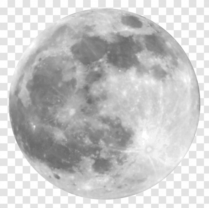 Supermoon Full Moon - Black And White Transparent PNG