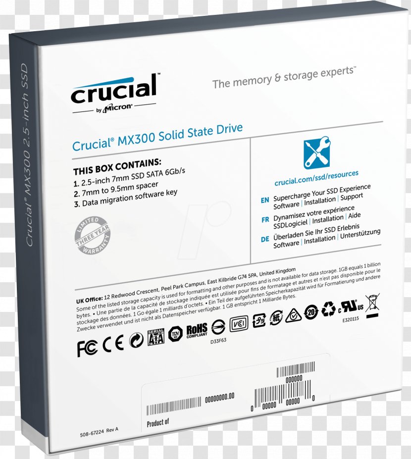 Solid-state Drive Serial ATA Crucial MX300 SATA SSD Hard Drives Terabyte - Business Cards Transparent PNG