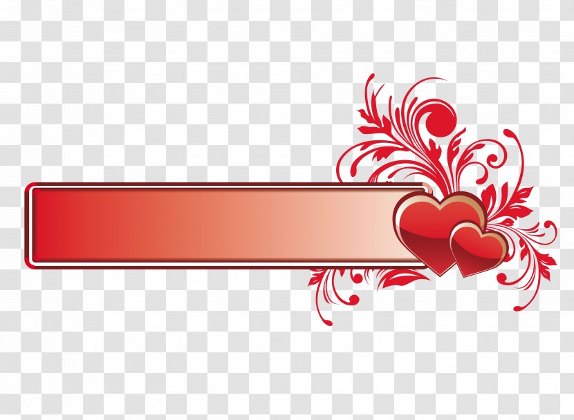 Web Banner Valentine's Day Clip Art - Red - Vector Transparent PNG