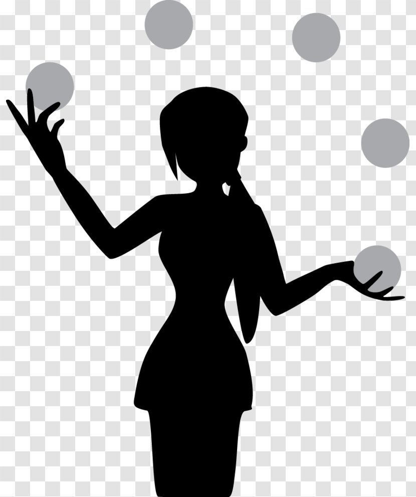 Juggling Silhouette Circus Clown - Monochrome Photography Transparent PNG