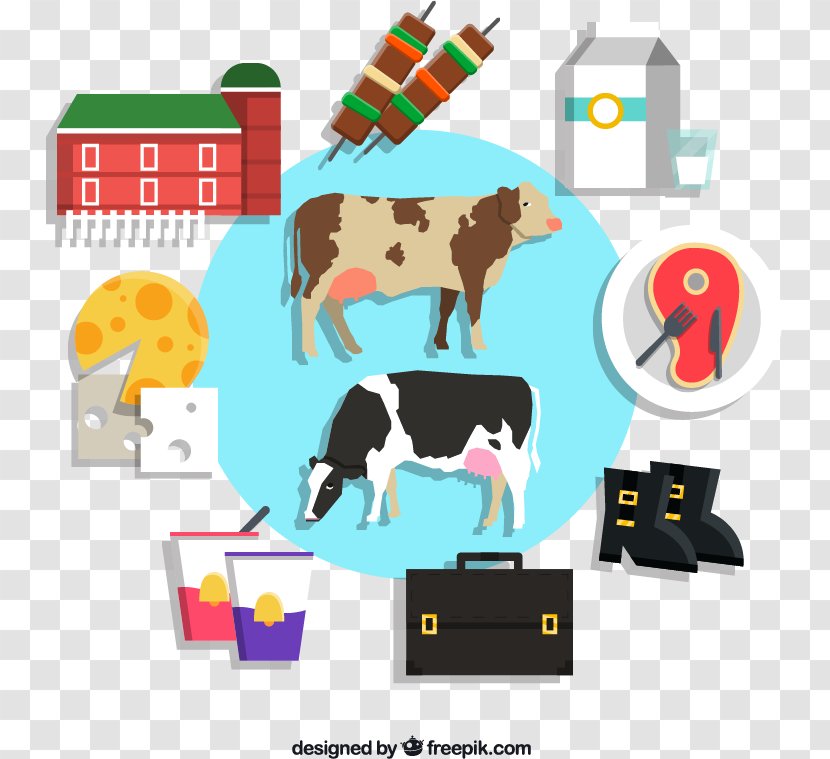 Cattle Milk Dairy Product - Cows - Creative Cow Design Elements Vector Material Download, Transparent PNG
