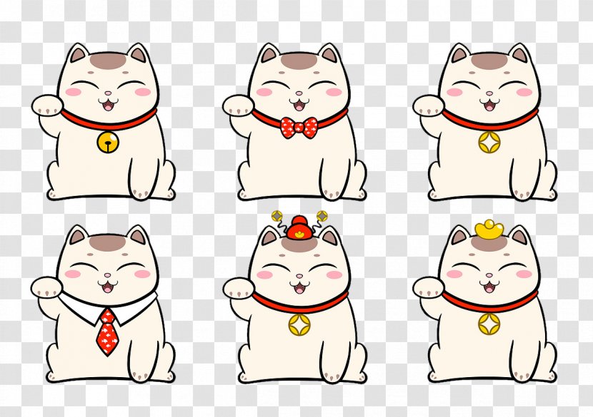 Cat Maneki-neko Clip Art - White - Lucky Combination Transparent PNG