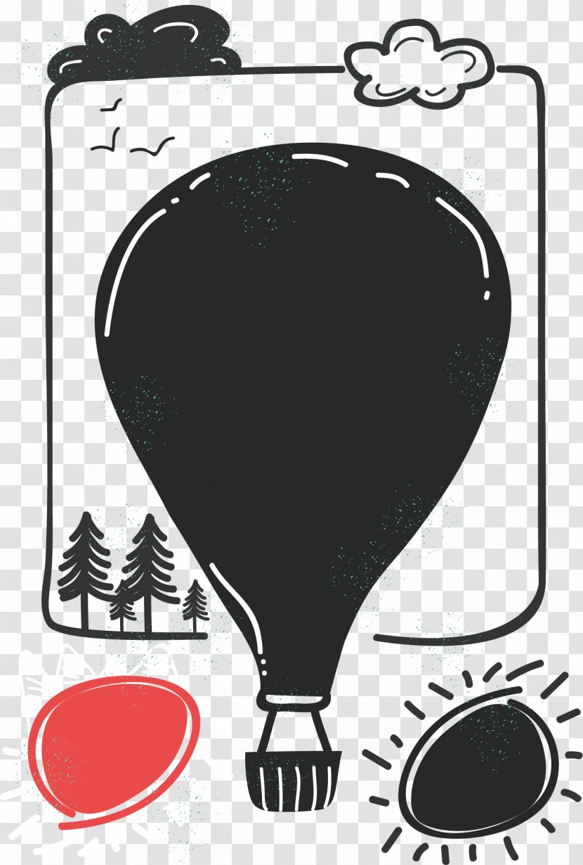Illustration - Poster - Vector Black Hot Air Balloon Transparent PNG