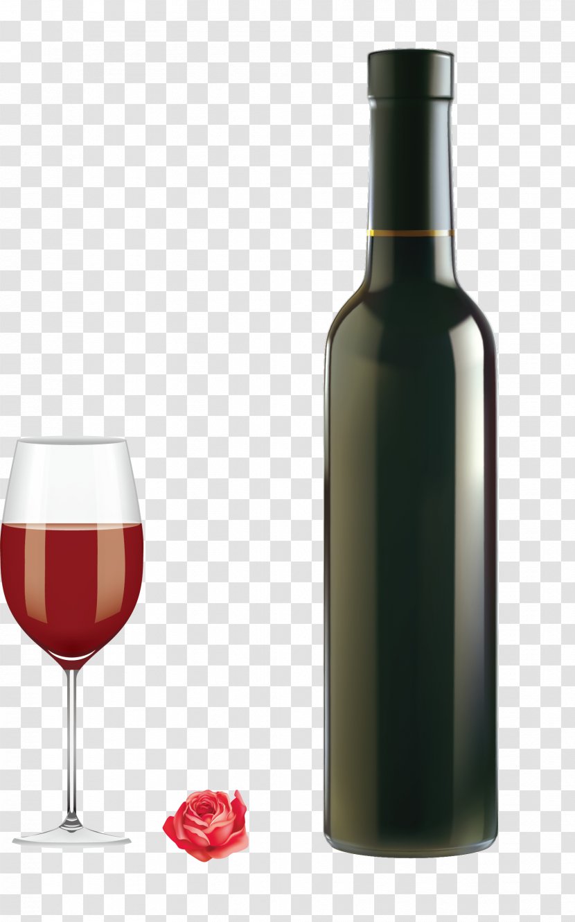 Red Wine Champagne Bottle - Glass - Vector And Transparent PNG