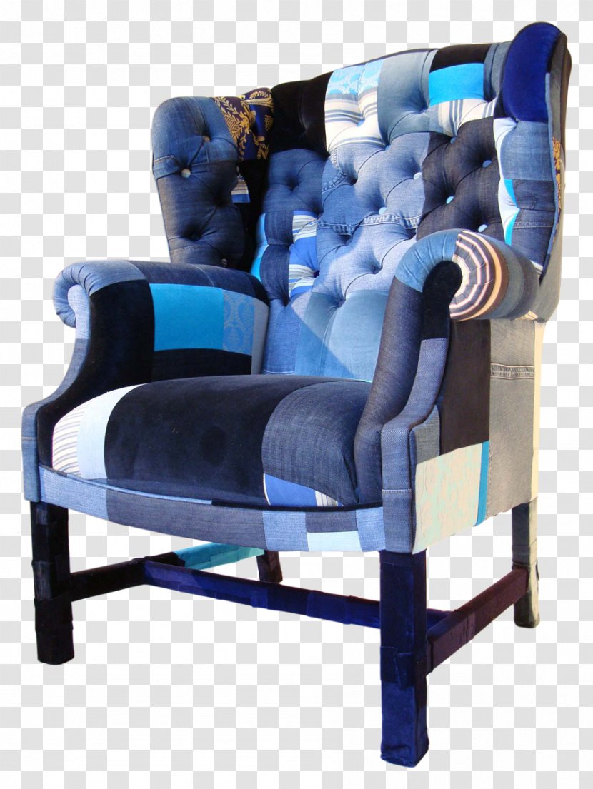 Jeans Denim Wing Chair Furniture - Blue Transparent PNG