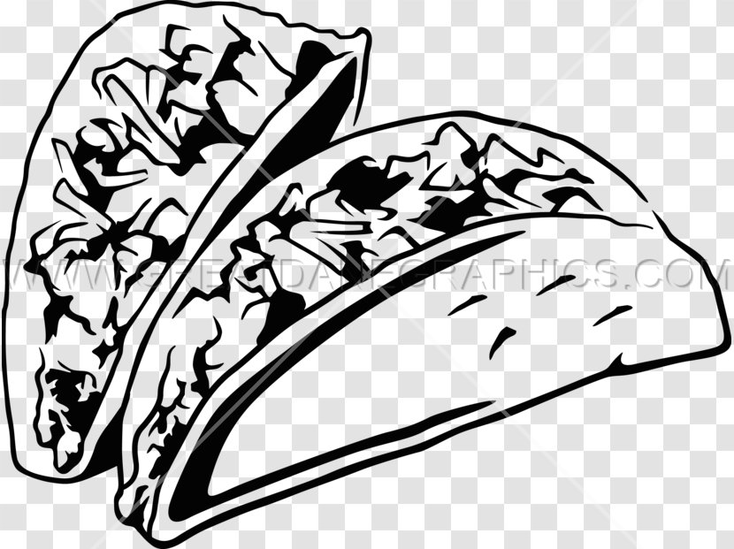 Black And White Taco Mexican Cuisine Burrito Clip Art - Artwork Transparent PNG