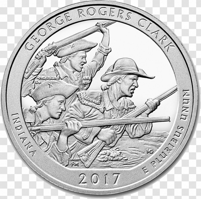 George Rogers Clark National Historical Park Quarter America The Beautiful Silver Bullion Coins United States Mint - Coin Transparent PNG
