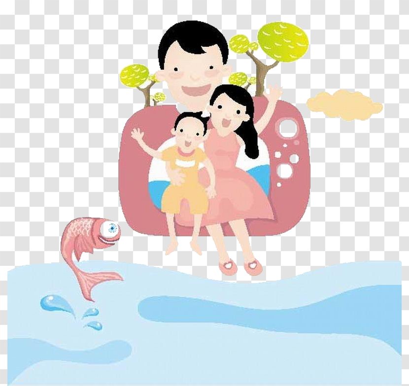 Cartoon Family - Creative Seaside Child Pattern Transparent PNG