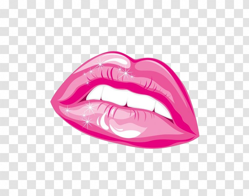 Lip Mouth Euclidean Vector Illustration - Heart - Pink Lips Material Free To Pull Transparent PNG