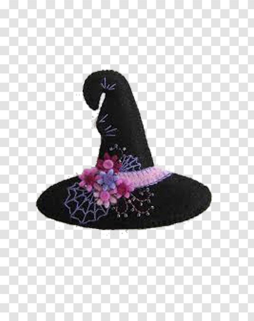 Witch Hat Pattern - Black Flower Transparent PNG