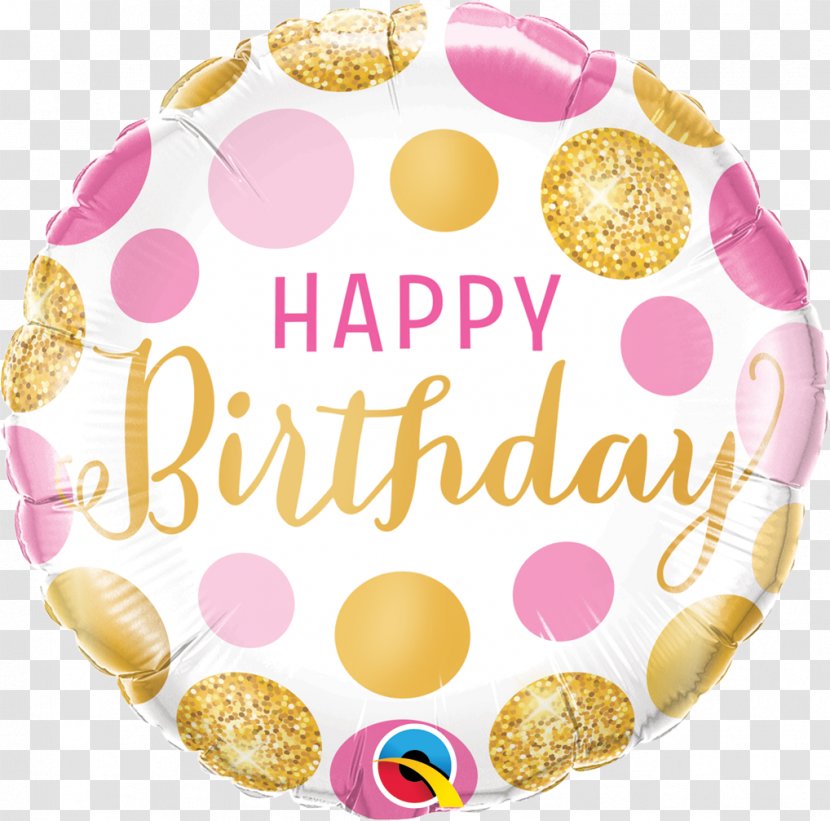 Happy Birthday To You Mylar Balloon Party - Helium - GOLD DOTS Transparent PNG