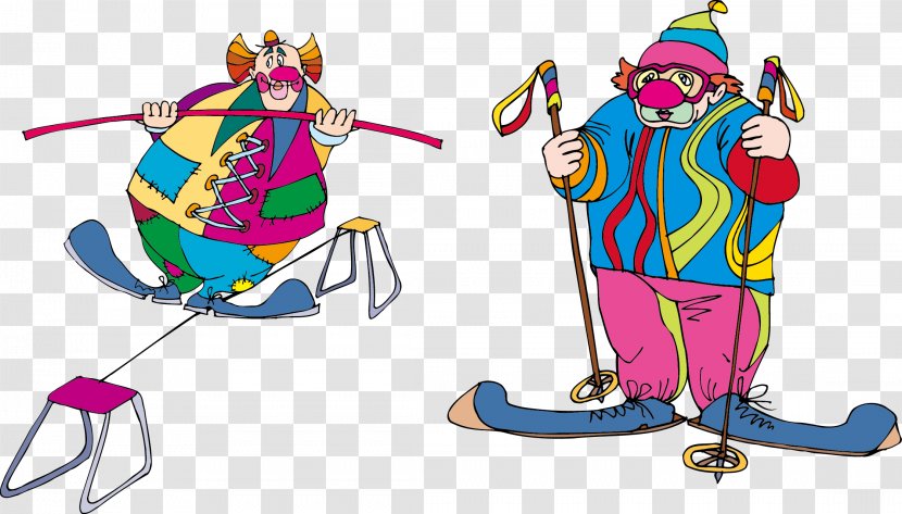 Performance Clown Skiing Circus - Tightrope Walking - Cartoon Transparent PNG