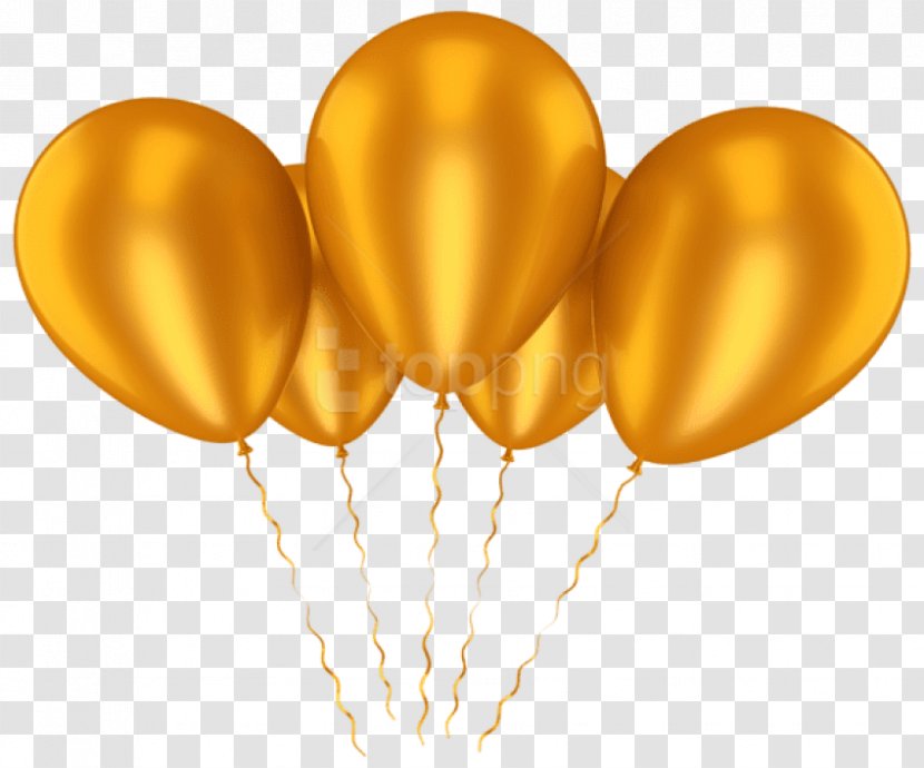 Clip Art Balloon Image Illustration - Heart - Golden Balloons Stock Transparent PNG