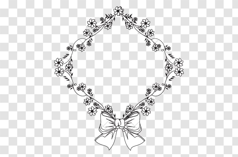 Flower Clip Art - Black And White - Diamond Border Transparent PNG