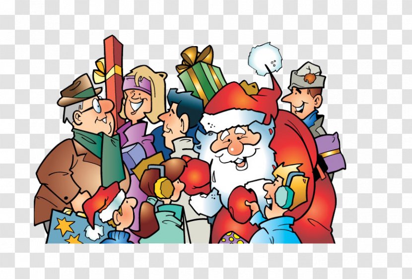 Santa Claus Christmas Gift Illustration - Cartoon - And The Children All Way Transparent PNG