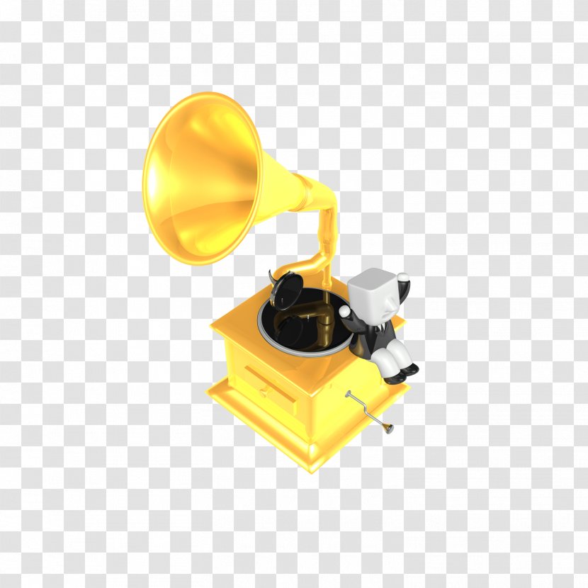 Phonograph Download Icon - Loudspeaker - Little White Man Sitting On The Golden Transparent PNG