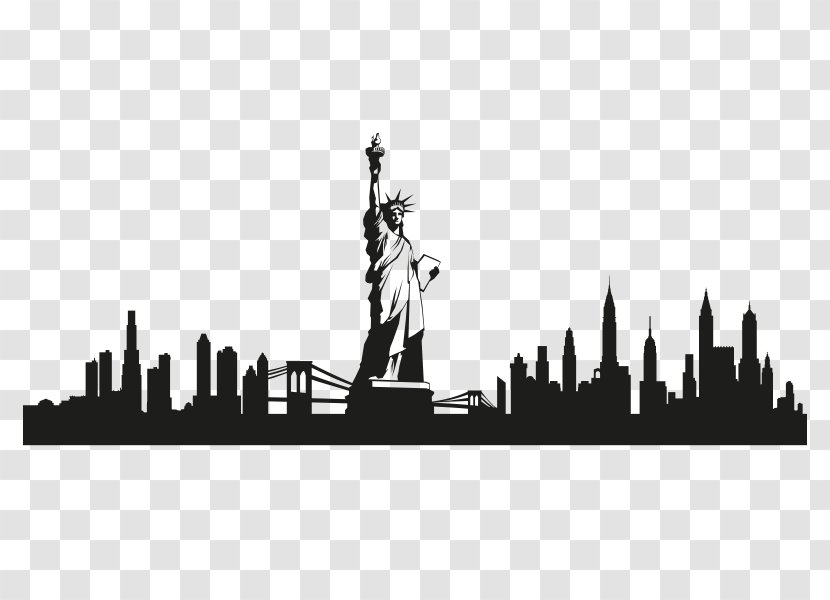 Statue Of Liberty Skyline Wall Decal Sticker Transparent PNG