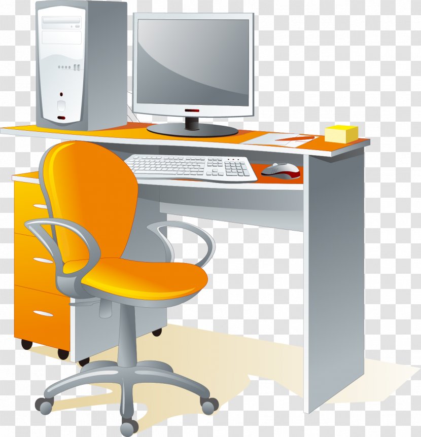 Office Supplies Stationery Furniture - Scalable Vector Graphics - Computer Tables And Chairs Elements Transparent PNG