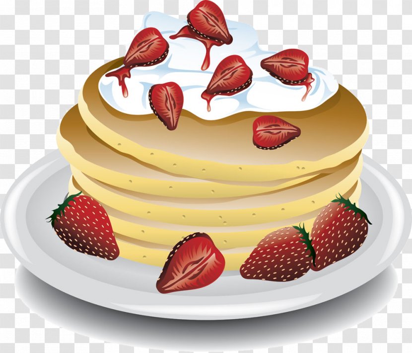 Pancake Waffle Clip Art - Patisserie - Strawberry Cake Image Transparent PNG