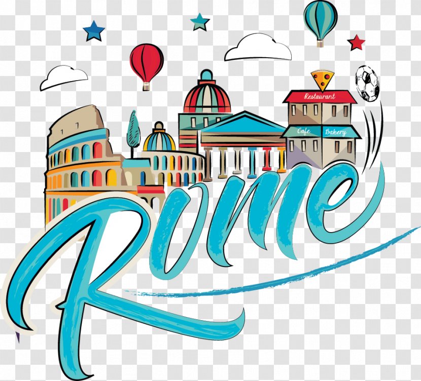 Rome Cartoon Drawing - Building - Comic World City Landmarks In Transparent PNG