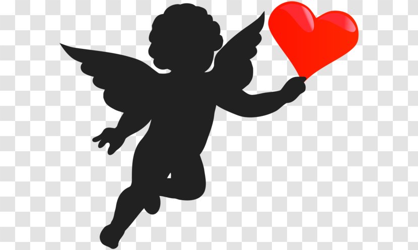 Psyche Revived By Cupid's Kiss Silhouette Cherub - Cupid - Heart Transparent PNG