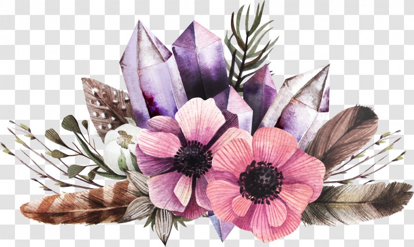 Watercolor Painting Floral Design Illustration - Cut Flowers - Feathers And Transparent PNG