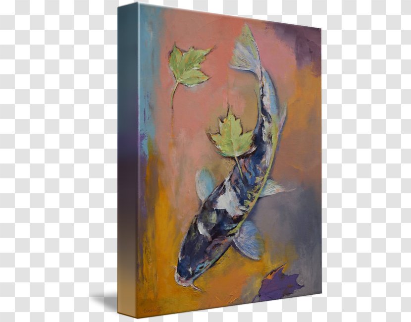 Koi Watercolor Painting Modern Art Canvas Print - Japanese Maple Transparent PNG