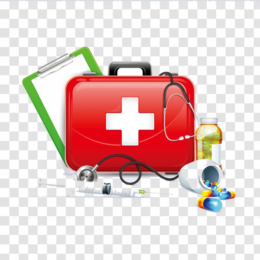 Physician Medicine First Aid Kit Health Care Nursing - Red - Three-dimensional Medical Icon Design Transparent PNG