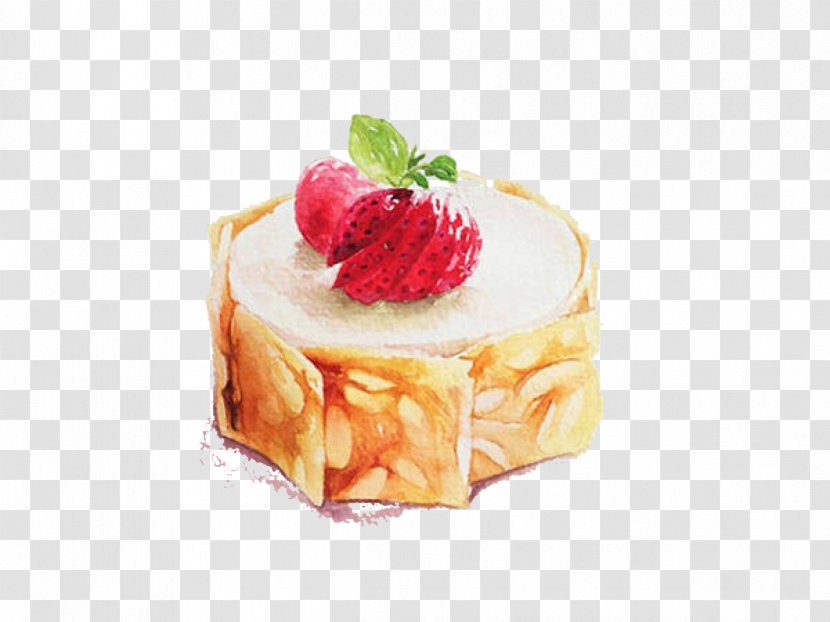 Toast Watercolor Painting Dessert Tart Illustration - Illustrator - Strawberry Cake Painted Picture Material Transparent PNG
