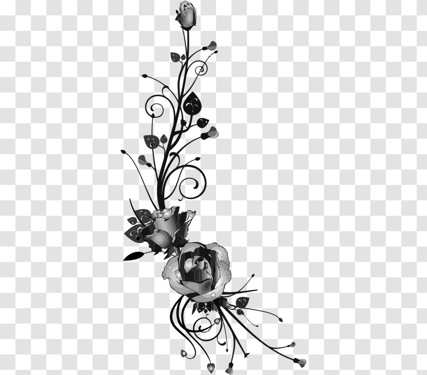 Floral Design Rose Clip Art - Monochrome - Flourish Transparent PNG
