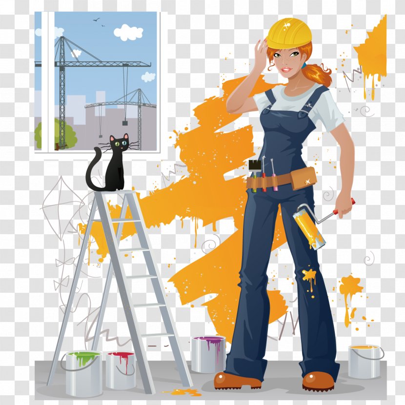 Painting Painter Female - Paint - The Trend Of Women Vector Material Transparent PNG
