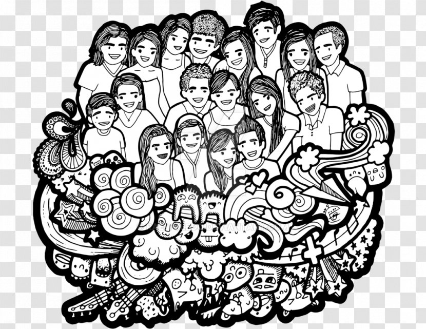 Drawing Line Art Social Group Family - Happy Transparent PNG