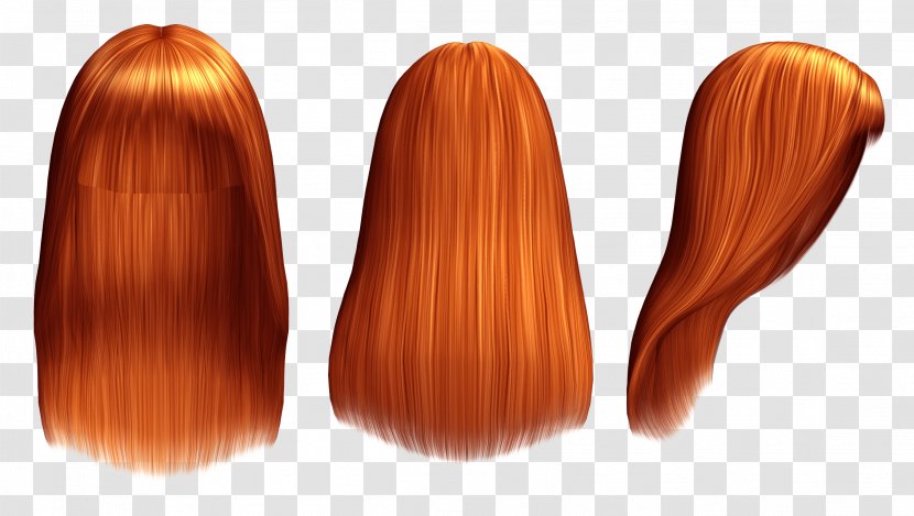 Red Hair Wig Long - Brown - Hairdressing Transparent PNG