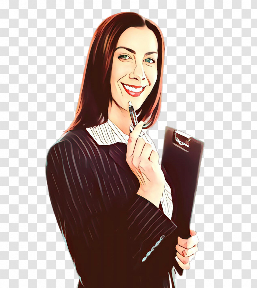 Businessperson Gesture Finger Smile Brown Hair Transparent PNG