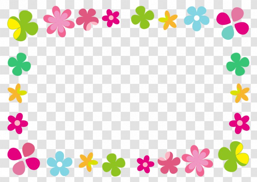Colorful Clover And Flower Frame. - Text - Green Transparent PNG