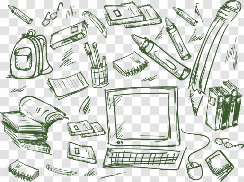 Drawing School Creativity Sketch - Doodle - Hand-drawn Cartoon Season Bag Book Computer Mouse Pencil Artwork Transparent PNG