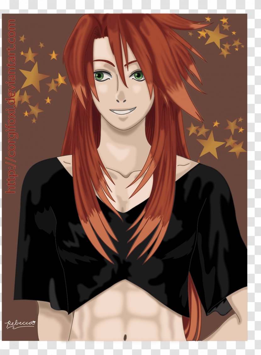 Fan Art Red Hair Character Luke Fon Fabre - Silhouette - Watercolor Transparent PNG