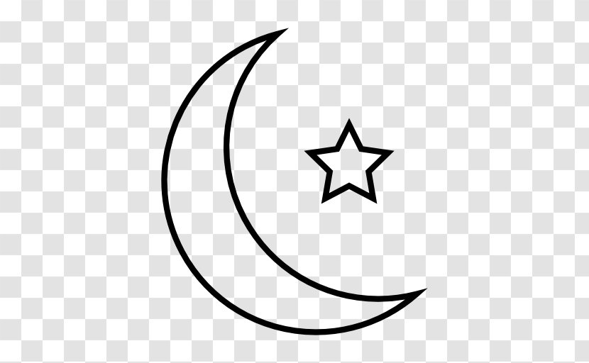 Star And Crescent Quran Symbols Of Islam Polygons In Art Culture - Black White Transparent PNG