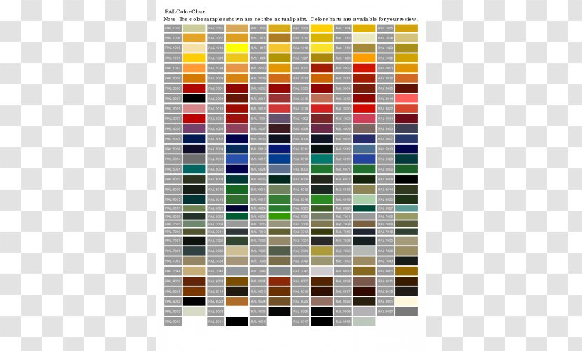 RAL Colour Standard Color Chart Paint Sheen - Ral Transparent PNG