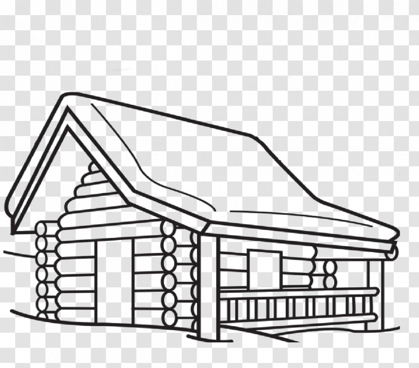 Log Cabin Coloring Book Drawing Cottage - Rectangle - House Transparent PNG