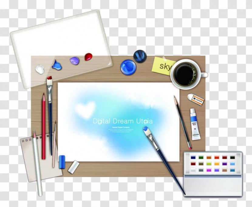Watercolor Painting Drawing - Art - Tools On The Desk Transparent PNG