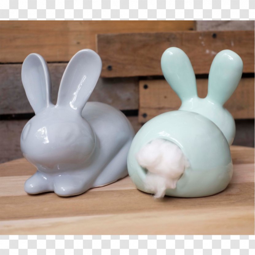 Domestic Rabbit Ceramic Cotton Balls Pottery - Teal - Fabric Transparent PNG