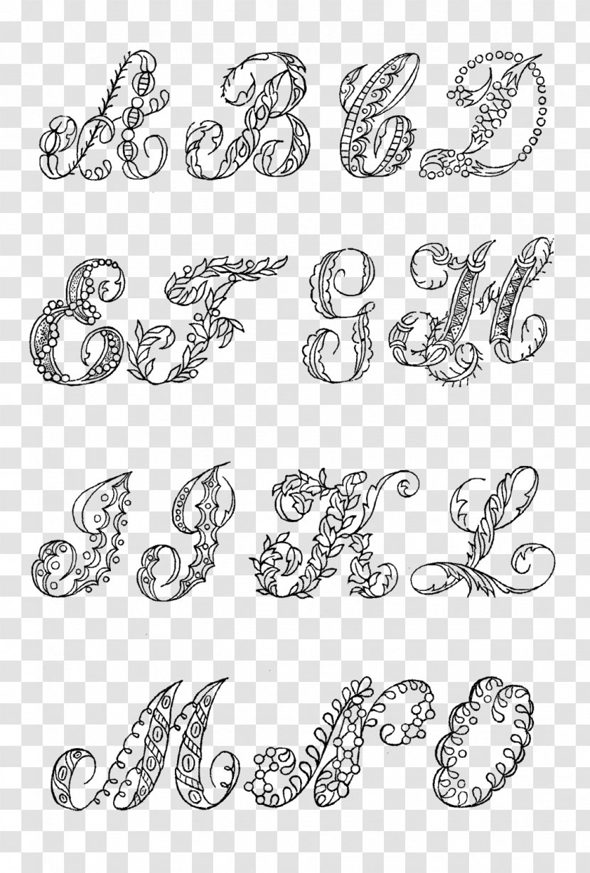 Decorative Letters Alphabet Floral Design Font - Text Transparent PNG