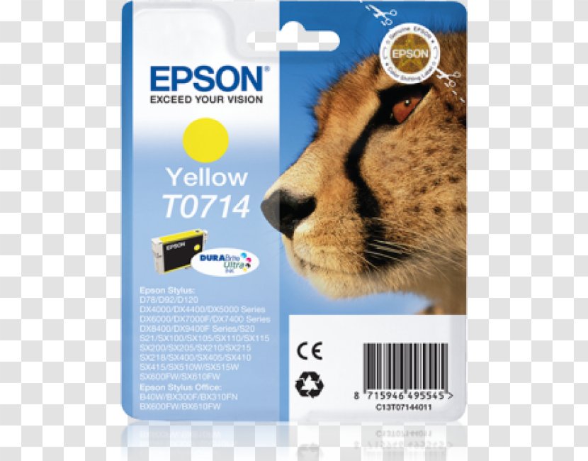 Ink Cartridge Epson Compatible Printing - Cyan - Printer Transparent PNG