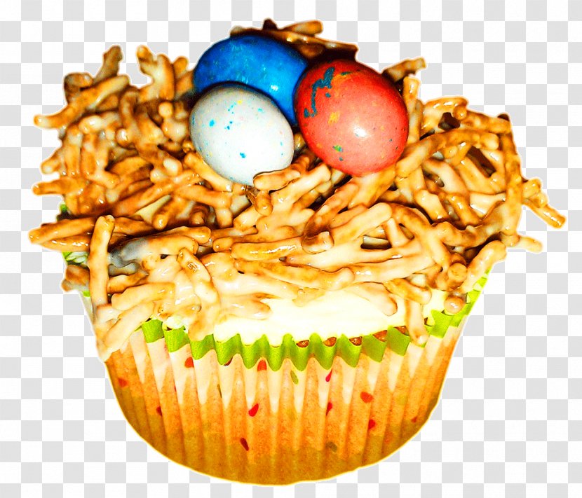 Cupcake Muffin Buttercream Flavor Cuisine - Easter Eggs Nest Transparent PNG